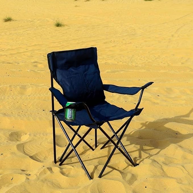 2 Pcs Portable Folding Beach Chair Multi-Purpose Camping Chair for Adult, Lightweight Patio Chair for Outdoor, Supports 110kgs Load With Carry Bag-GCC Home Center