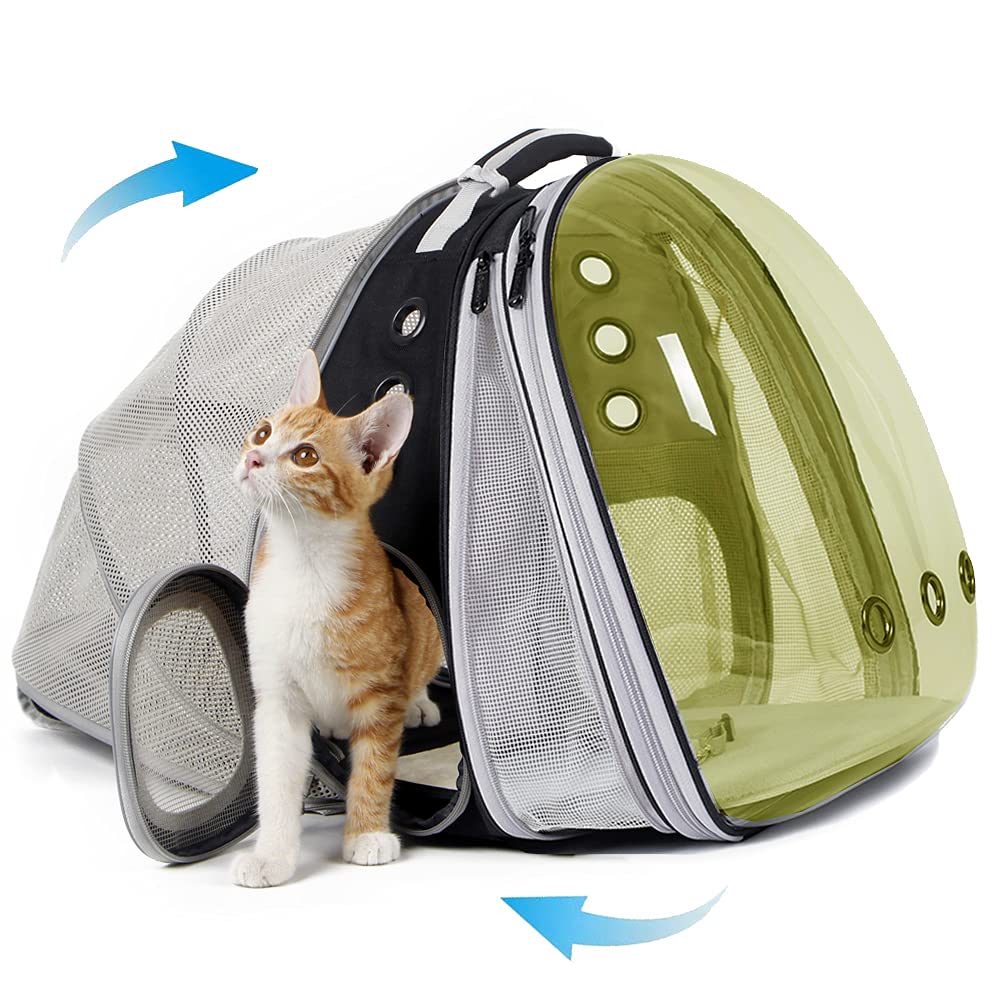 halinfer SOURCER Expandable Bubble Cat Carrier Backpack, Space Capsule Pet Carrier for Small Dog, Transparent Pet Hiking Traveling Backpack X-Large Grey