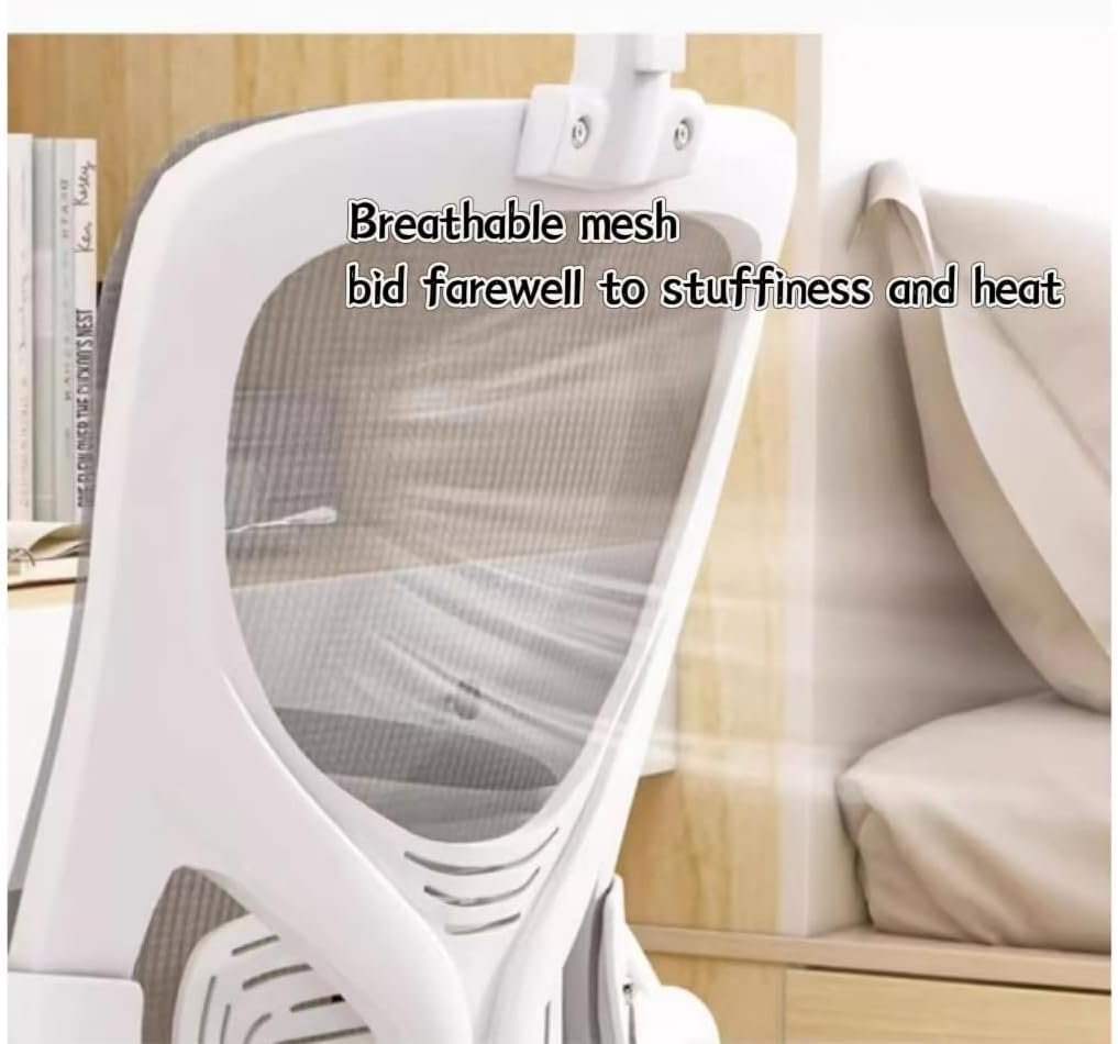 SLEEPHEAD® Home Office Desk Chair, Ergonomic Mid-Back Mesh Office Chair, Comfortable Lumbar Support, Comfy Flip-up Arms for Home, Bedroom, Study, Student (white)