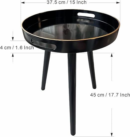 Indoor Tray Side Table – Plastic Tabletop with 17.7" Wooden Legs