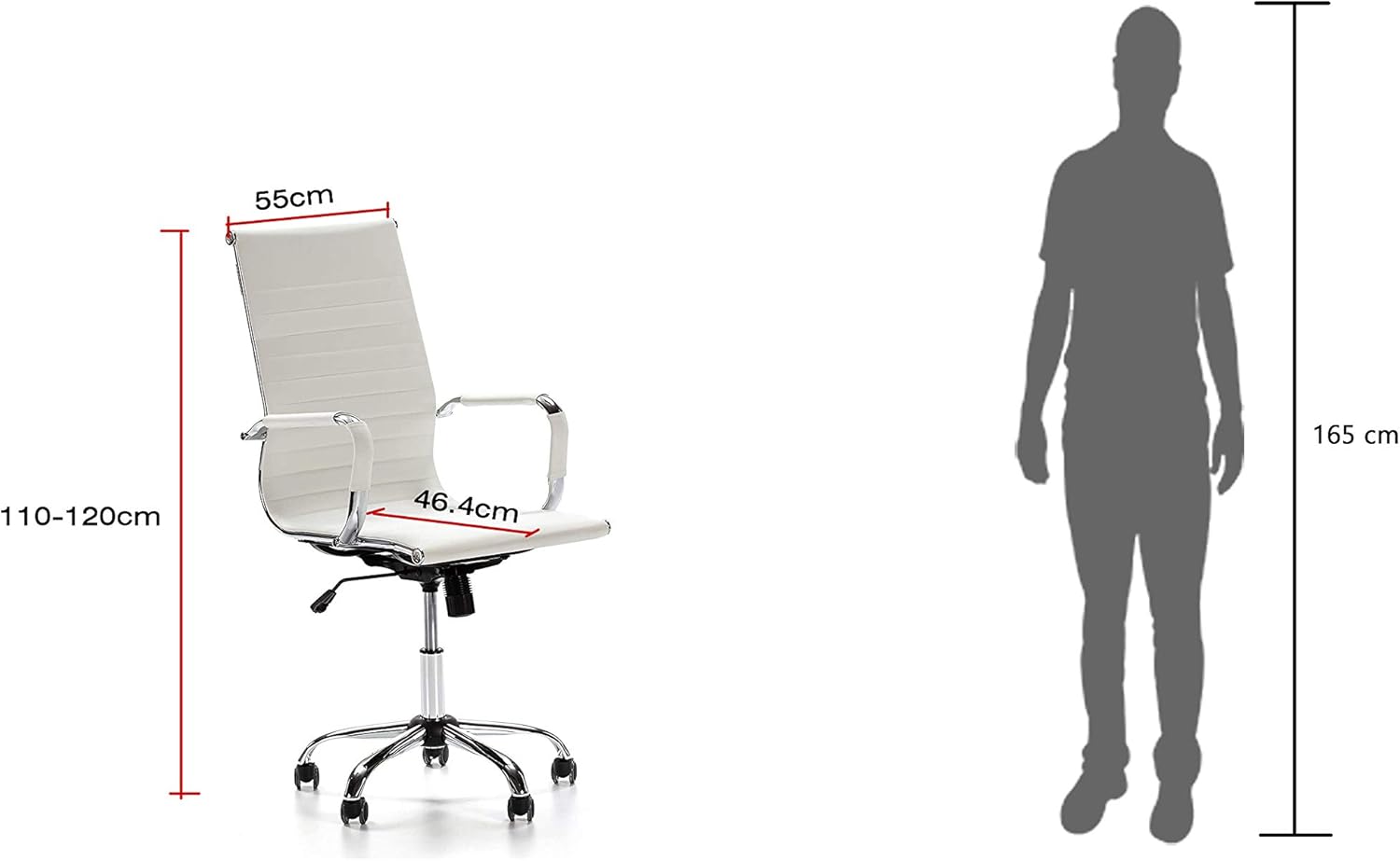 Ergonomic Office Chair with Height Adjustable Seat, PU Chrome High-Back-GCC Home Center