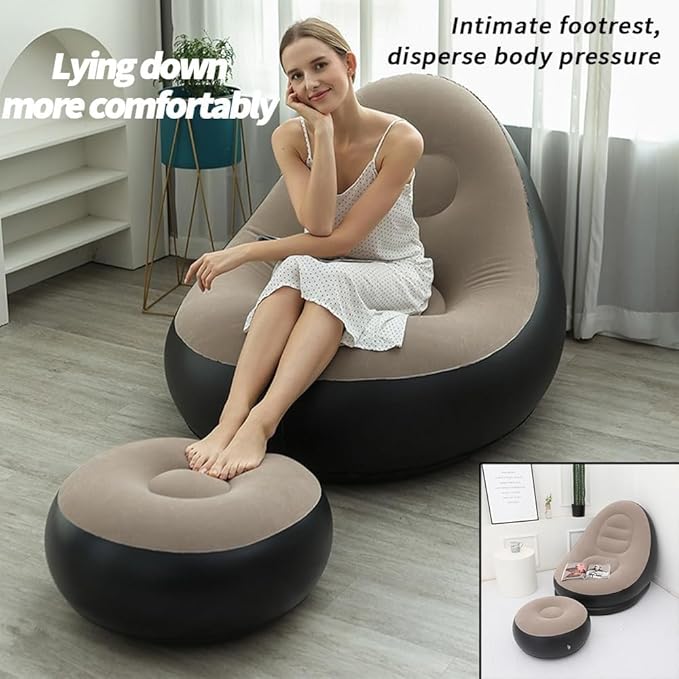 Inflatable Sofa, 116 x 98 x 83cm Inflatable Lounge Chair, Air Couch Footrest, Lazy Necessity Furniture-GCC Home Center