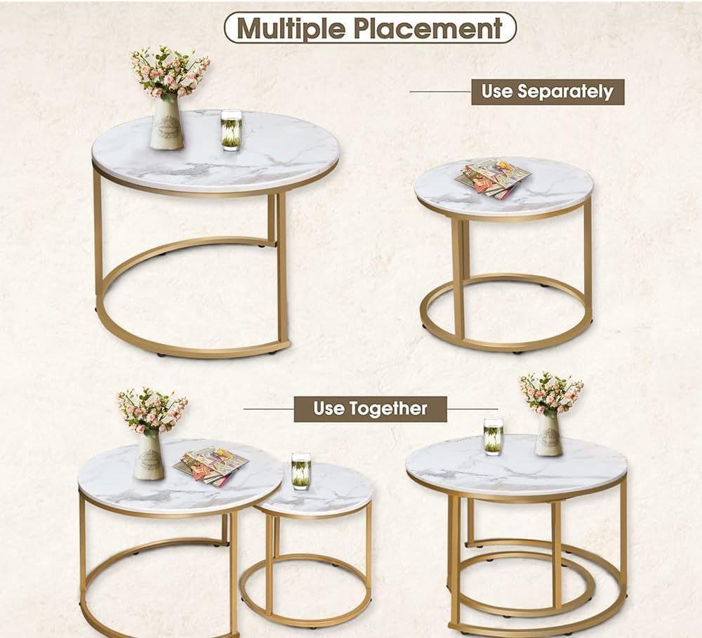 Modern Coffee Table Nesting Side Set of 2, End Table For Living Rooms-GCC Home Center