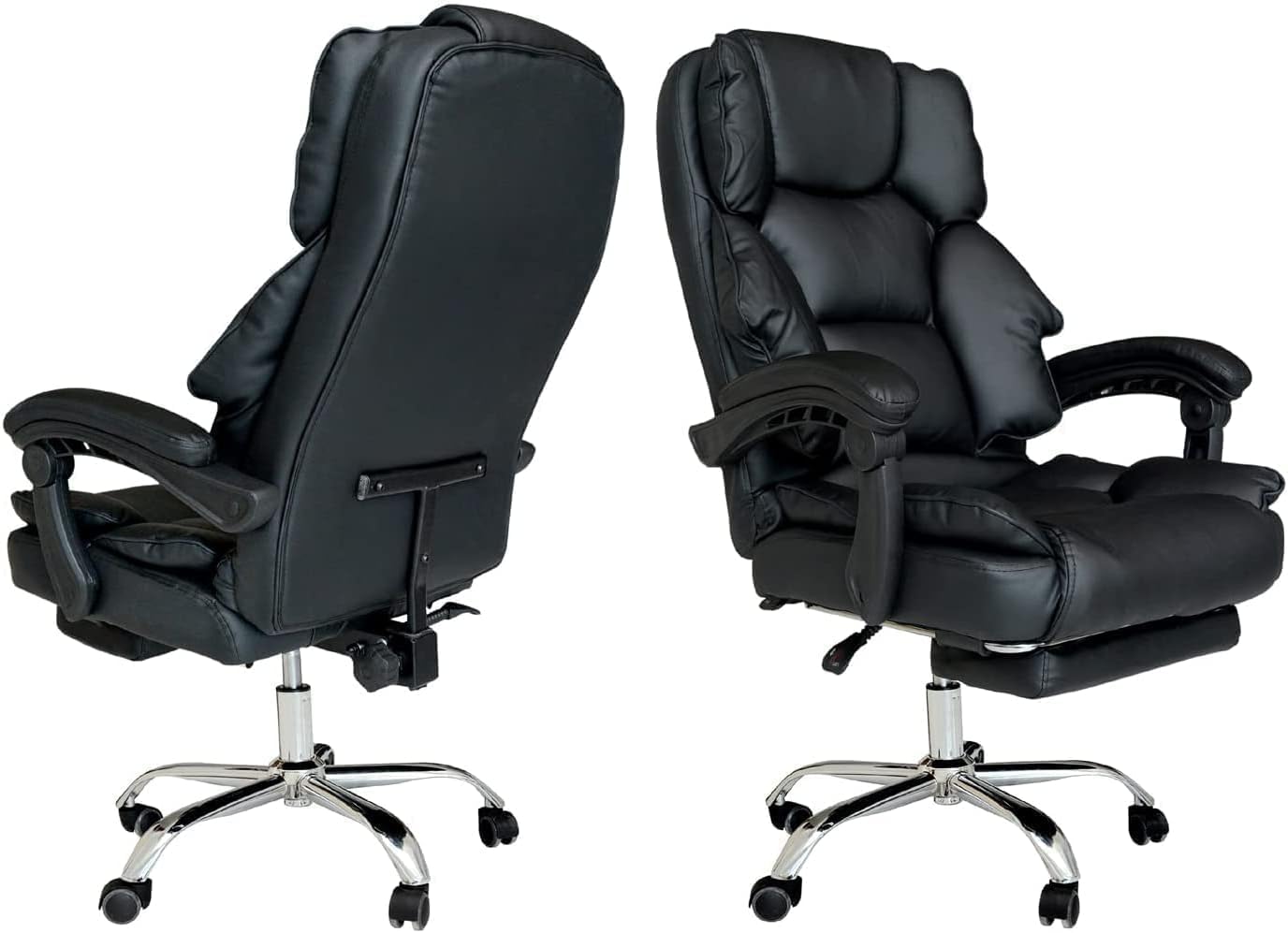 COOLBABY Executive Office Gaming Chair PU Leather 360° Swivel Desk Chair, High Back & Adjustable Height Computer Table Chair, Soft Foam Gaming Study Chair Lumbar Support with Footrest (Black)-GCC Home Center