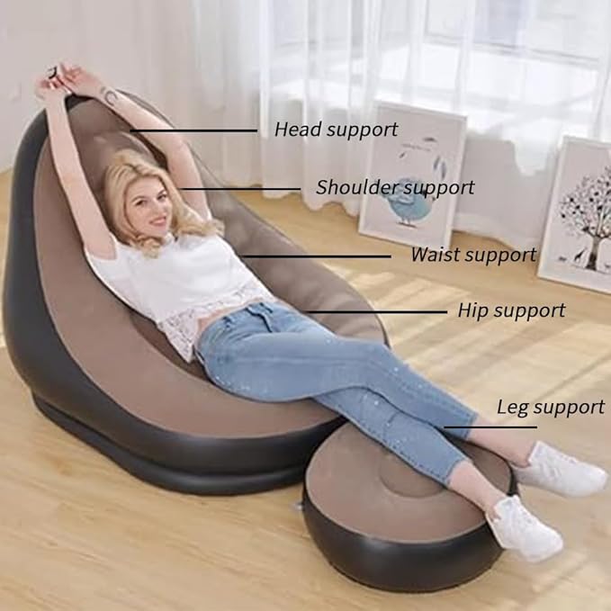 Inflatable Sofa, 116 x 98 x 83cm Inflatable Lounge Chair, Air Couch Footrest, Lazy Necessity Furniture-GCC Home Center