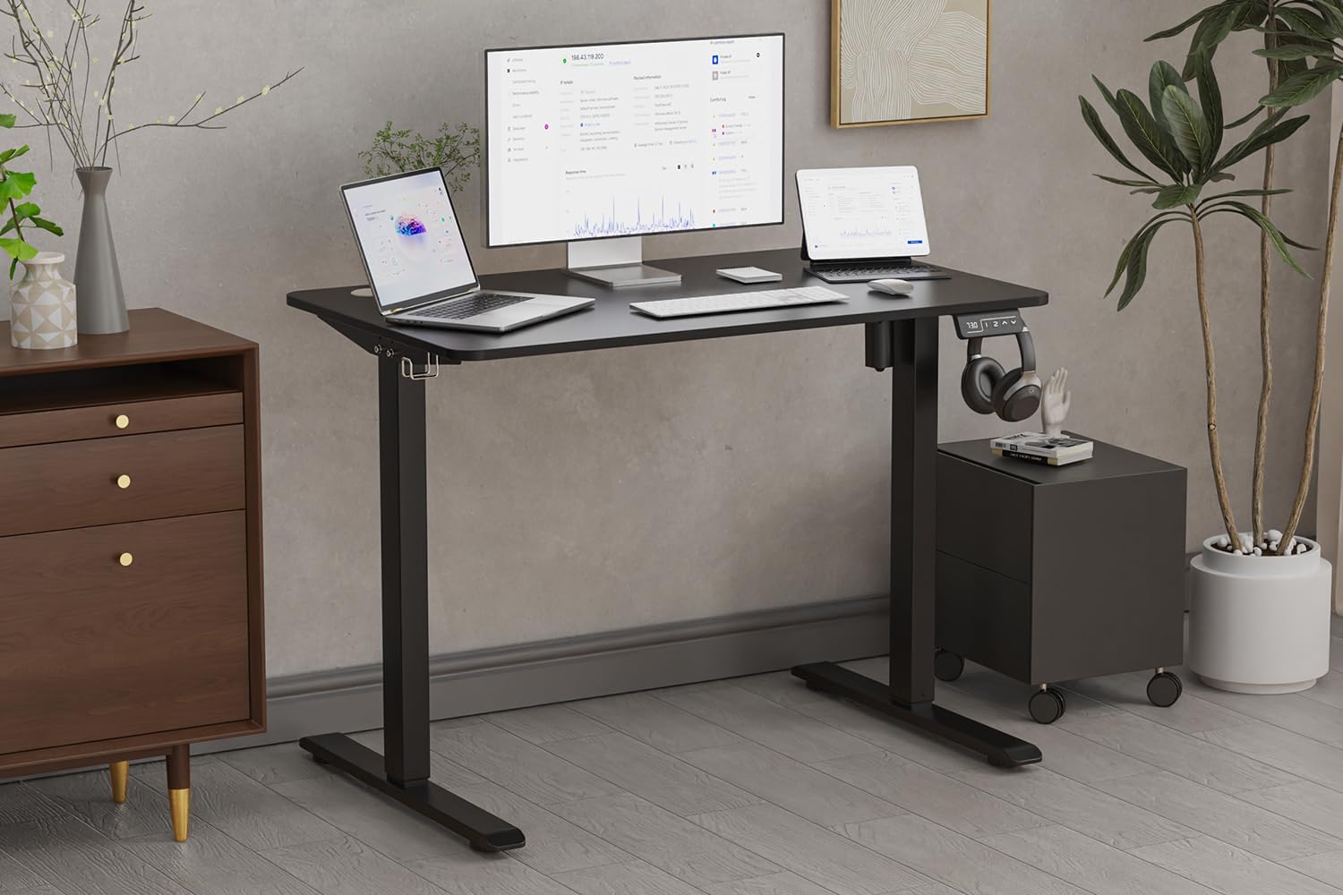 Anovara Standing Desk Height Adjustable Desk Standing Desk 100 X 60cm Adjustable Stand Up Office Computer Desk (Black, 100cm)-GCC Home Center