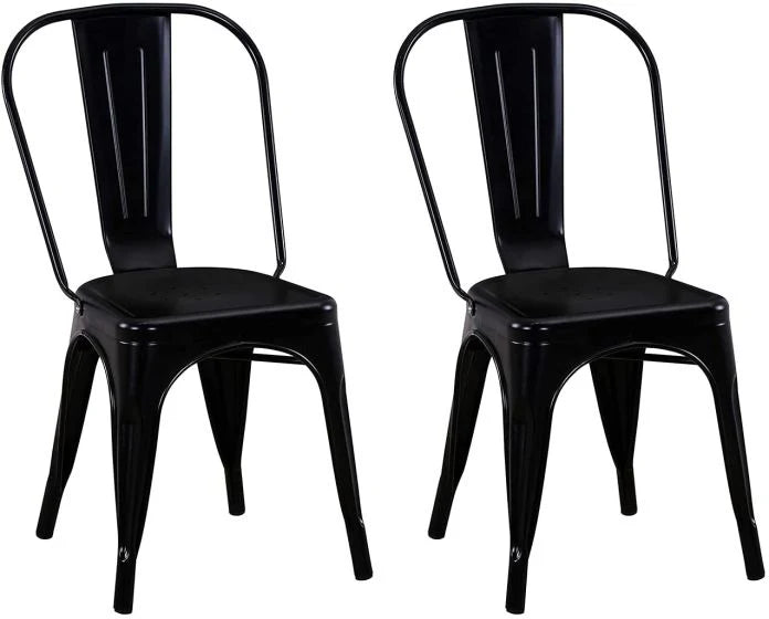 Metal Stackable Dining Chairs for Indoor, Outdoor & Kitchen Chair - Black-GCC Home Center
