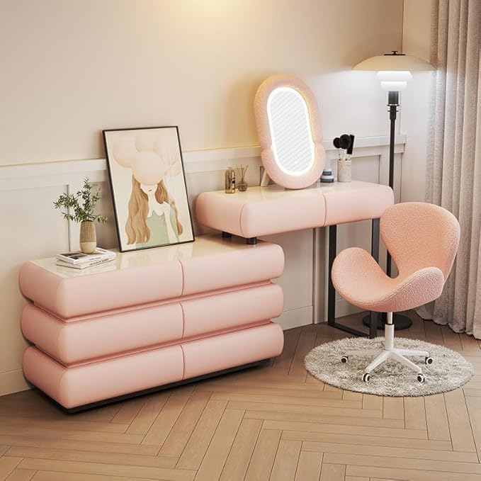 Multifunctional Makeup Vanity Dressing Table with Drawers and Chair 120 CM-GCC Home Center