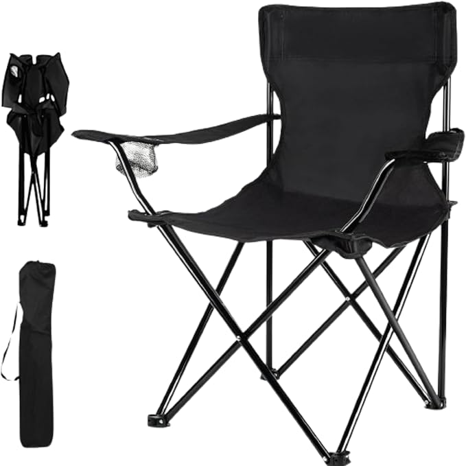 Portable Folding Beach Chair Multi-Purpose Camping Chair, Supports 110kgs Load With Carry Bag-GCC Home Center