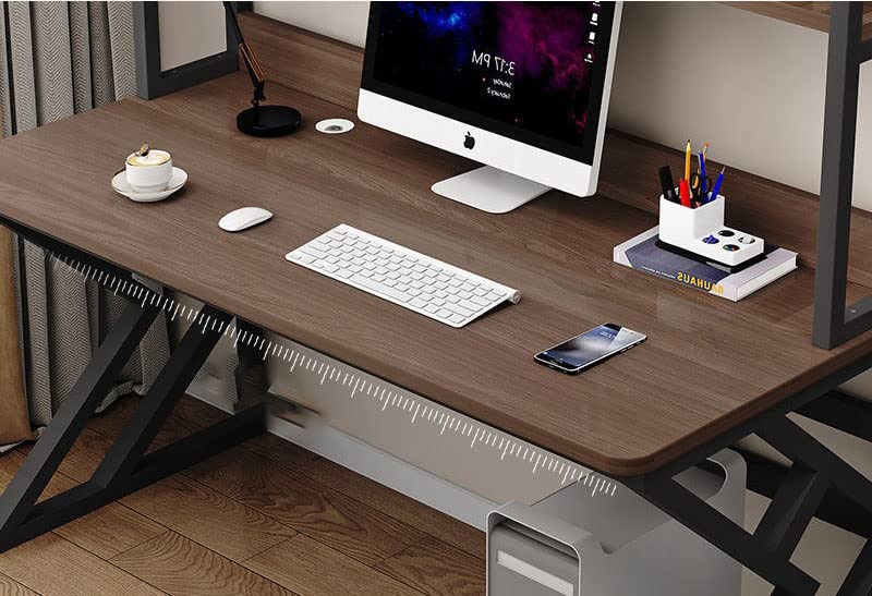 Executive Industrial Computer Desk, Gaming Desk Metal and Wood, Home or Office Desk, with Storage Shelves-GCC Home Center