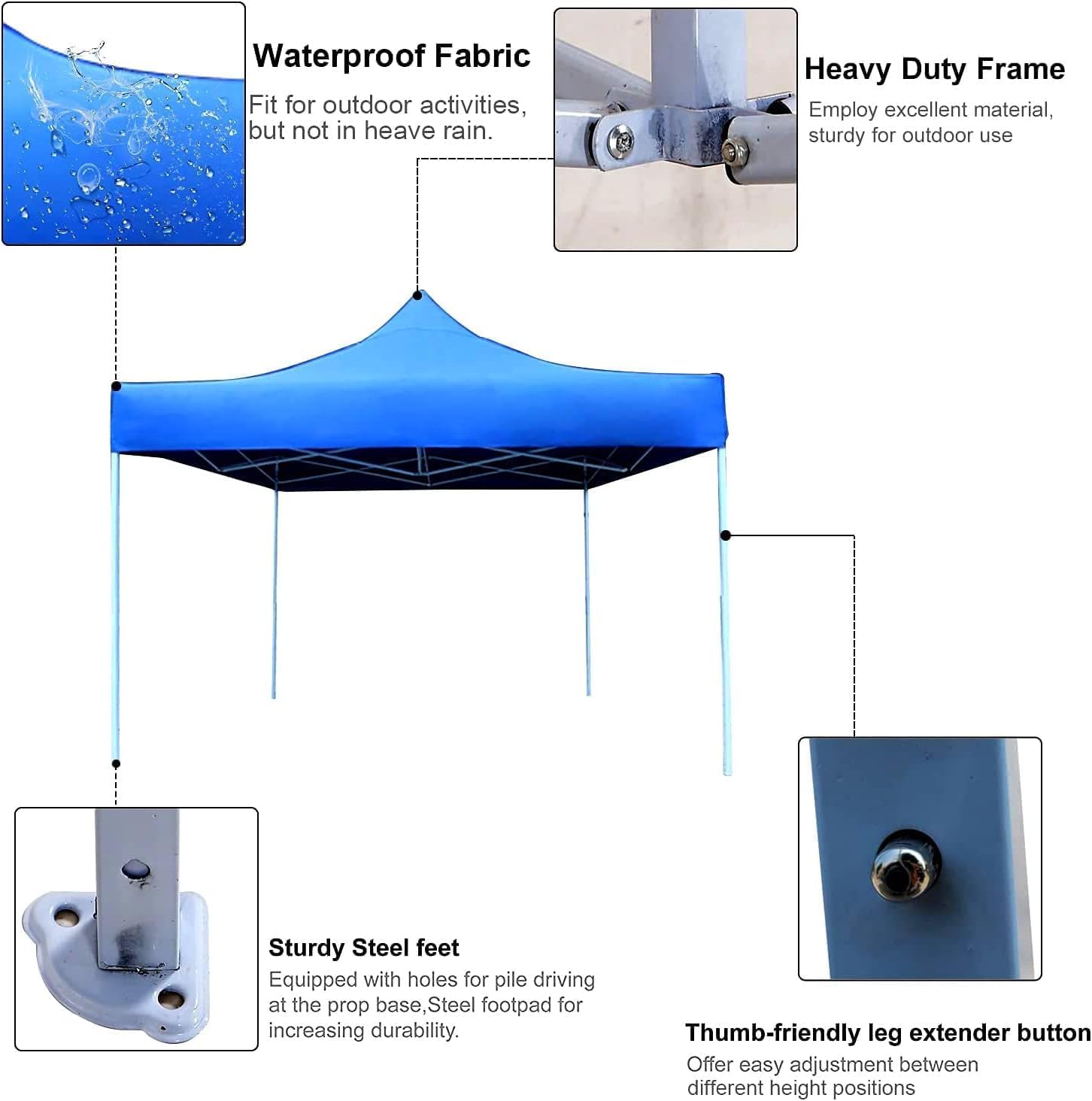 COOLBABY Gazebo 3x3 M Portable event Canopy Tent-Pop Up Instant Shelter Sun Protection Shade for Outdoor Camping Picnics Beach Garden Sports Party-Camping Tent (Blue)-GCC Home Center