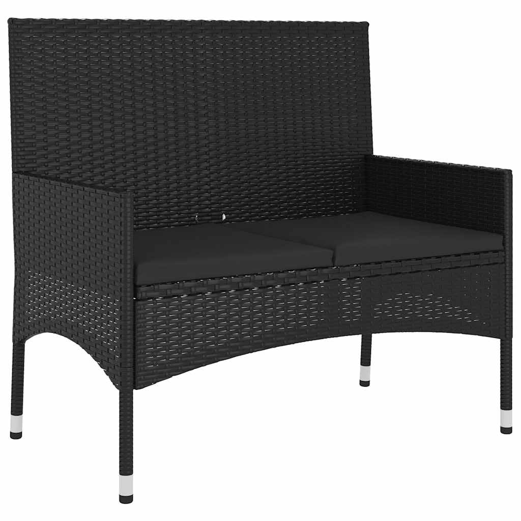 vidaXL 2-Seater Garden Bench with Cushions Patio Furniture Outdoor Seating Patio 2-seater Bench with Backrest Armrest Grey Poly Rattan