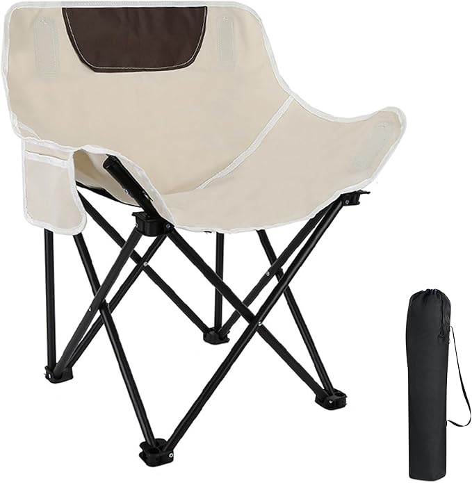 Camping Folding Chair, Heavy Duty Foldable Beach Chair with Cup Holder and Carrying Bag, Portable Camping Chair-GCC Home Center