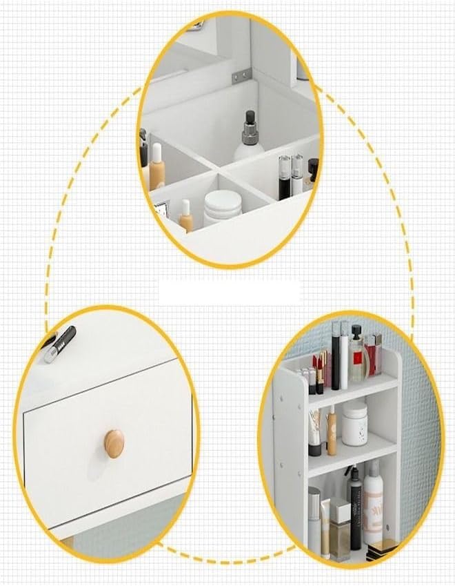 Multifunction Modern Design Two Drawers Makeup Dressings Storage Table For Living Room - White/Beige-GCC Home Center