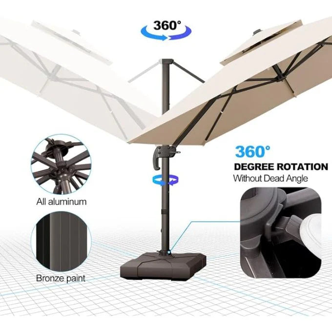 Aluminum Garden Umbrella With Rotating Handle-GCC Home Center