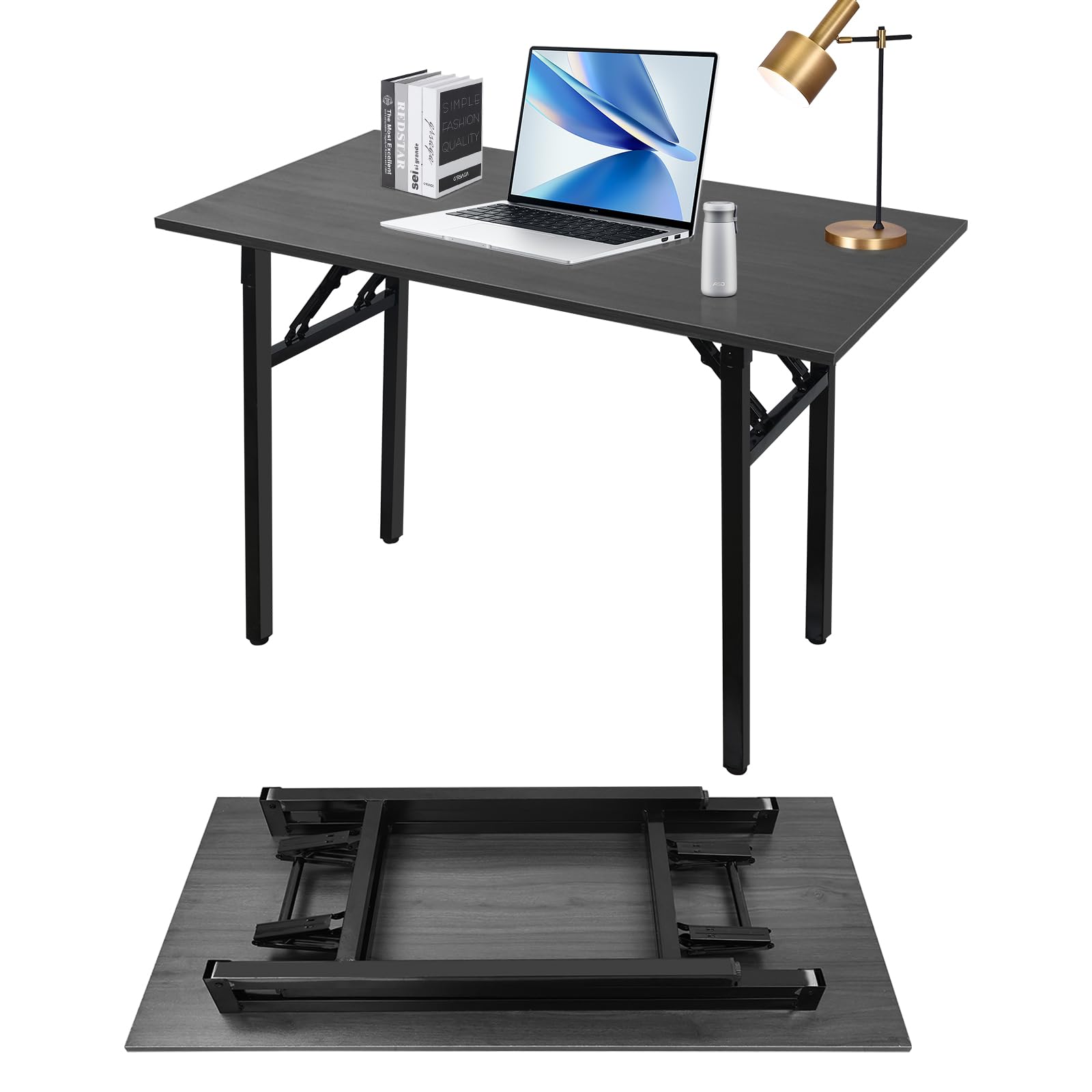 Adjustable Folding Desk No Install, Portable and Compact Computer Walnut Table Office Table for Home, Office, Study, Dining, Camping, Picnic, and BBQ (Yellow, 80 * 40 * 75cm)-GCC Home Center