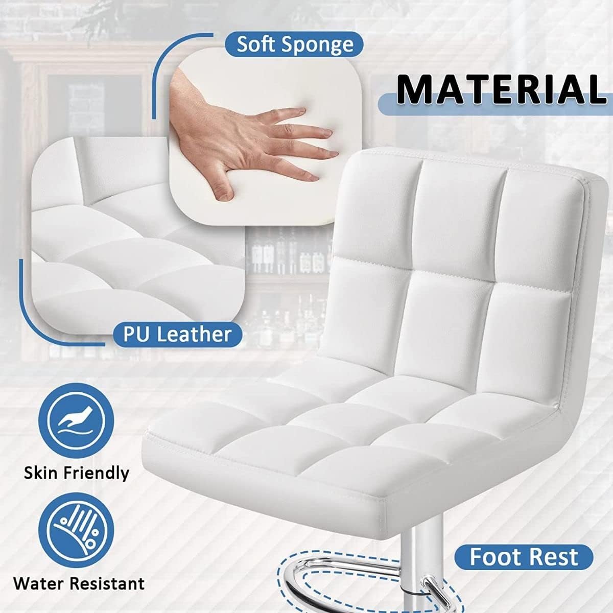 Modern Bar Stool Counter Height Barstools Height Pu Leather Bar Stool chairs-GCC Home Center