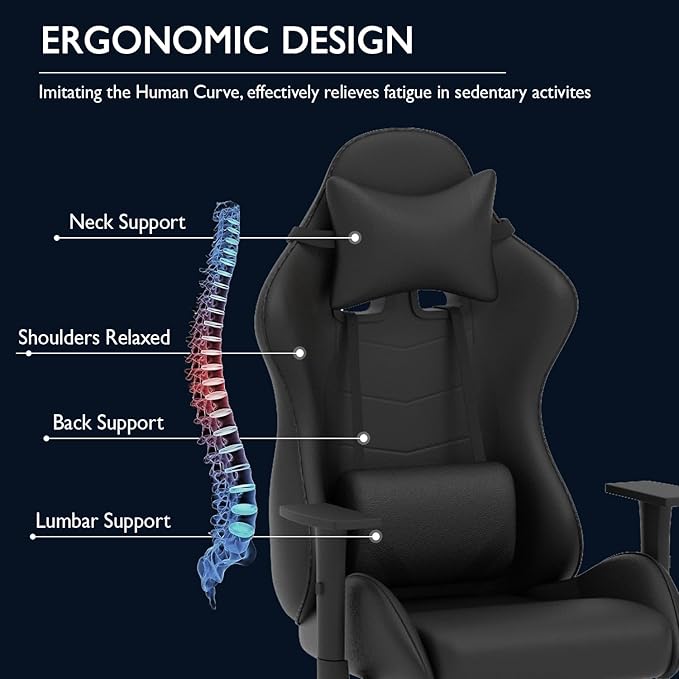 High Back Ergonomic Swivel Gaming Chair With Adjustable Backrest-GCC Home Center
