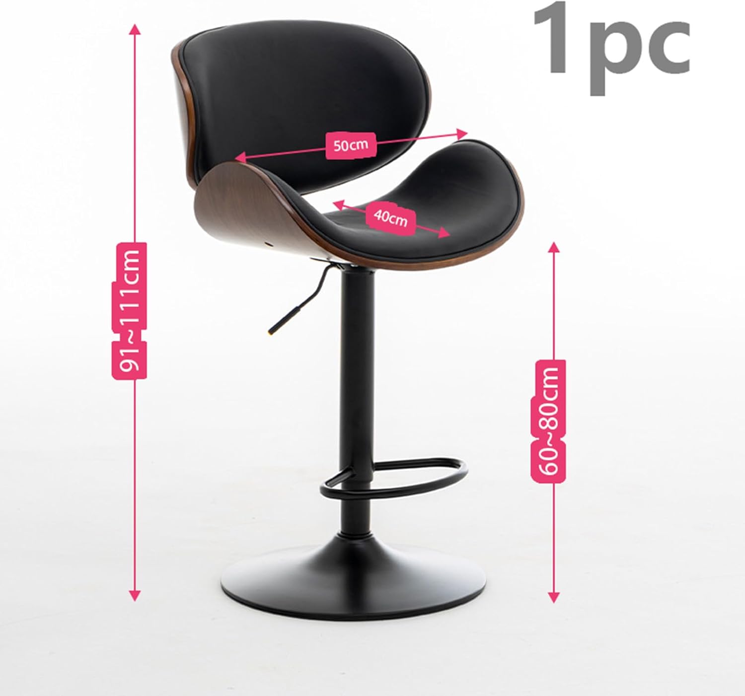 COOLBABY Bar chairs Lift leather bar chairs Light luxury home front desk high chairs Adjustable swivel seats High stools Low back kitchen island, dining room 1PC (Black)-GCC Home Center