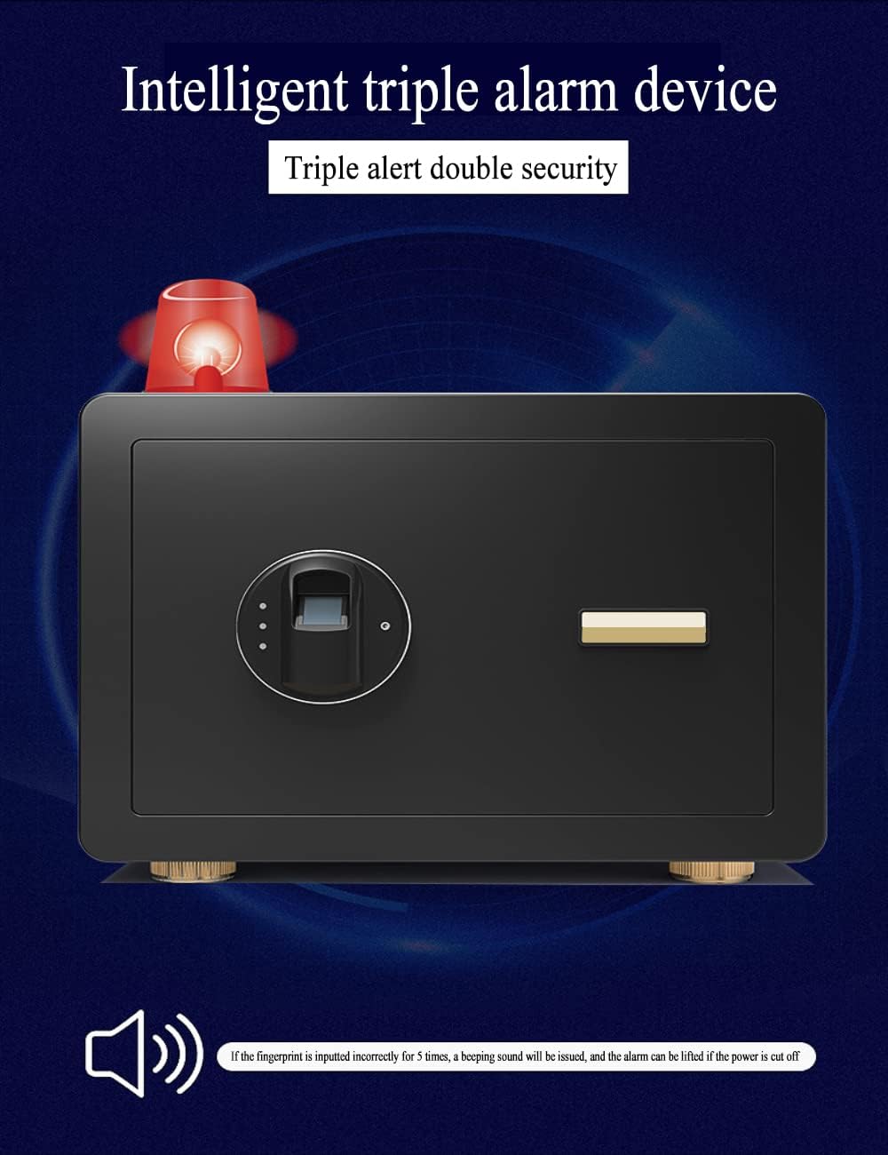 Safe Box with Biometric Fingerprint Lock A4 Document Size Safety Deposit Box for Home Office Shop Brown