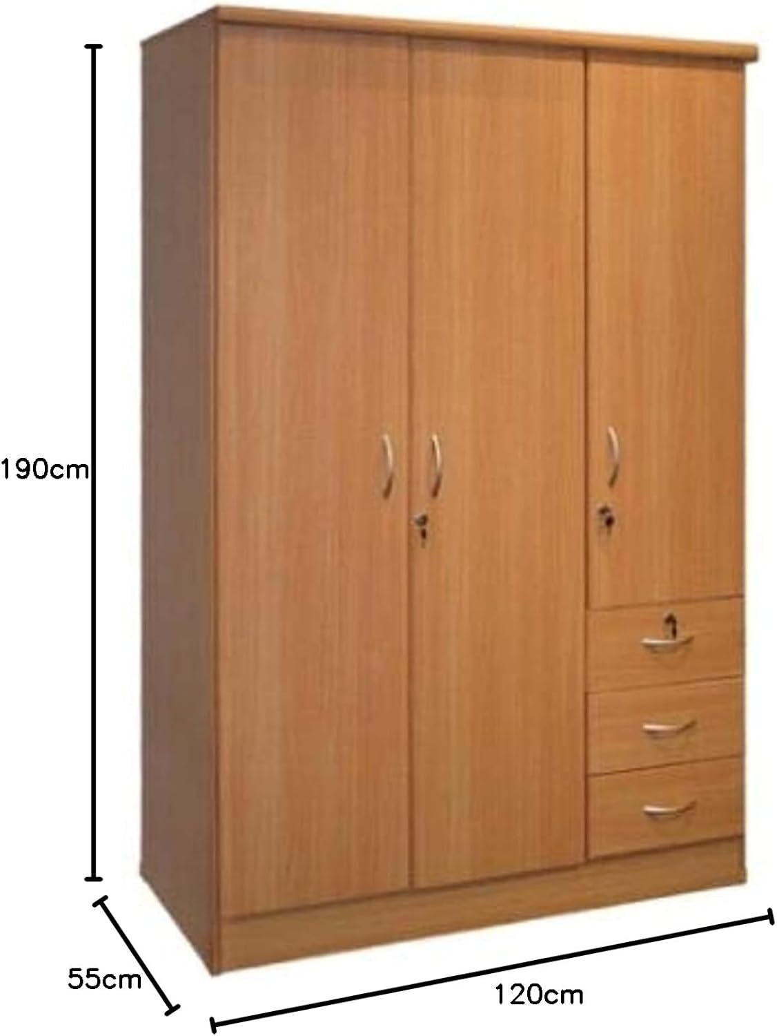 Galaxy Design Three Door Wooden Cupboard With 3 Drawer Beige Color - Size ( L x W x H ) 150 x 55 x 185 cm Model - GDF633.-GCC Home Center