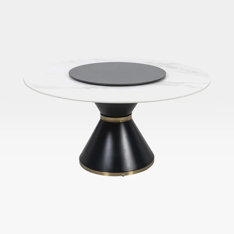 Luxury Round Dining Table White/Black – Ø150 cm - 8 People