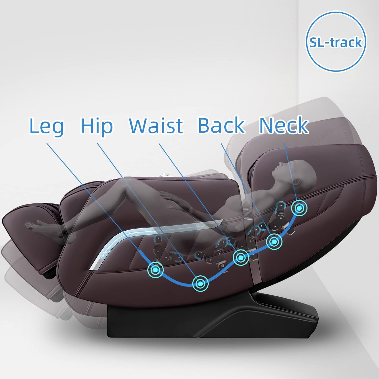 iRest A306 Massage Chair, Full Body Zero Gravity Recliner with AI Voice Control, SL Track, Bluetooth, Yoga Stretching, Foot Rollers, Airbags, Arm Rest, Cushion Availability, Heating (Brown)