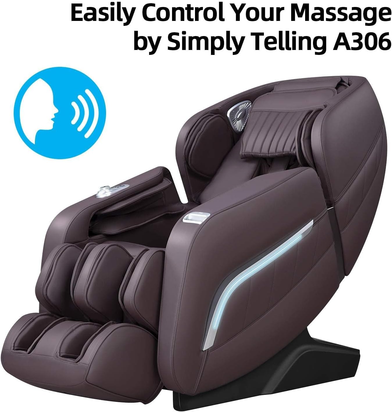 iRest A306 Massage Chair, Full Body Zero Gravity Recliner with AI Voice Control, SL Track, Bluetooth, Yoga Stretching, Foot Rollers, Airbags, Arm Rest, Cushion Availability, Heating (Brown)