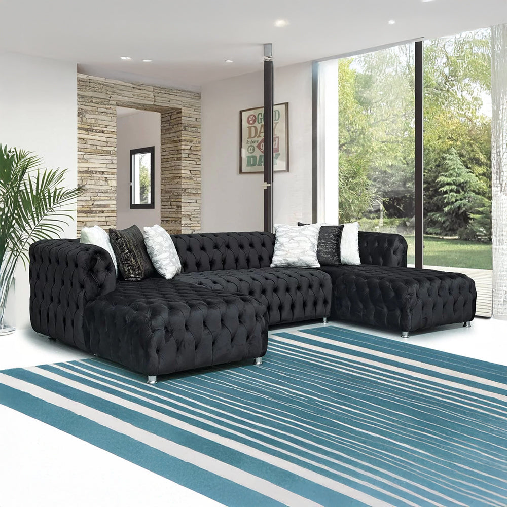 Luxury Velvet U-Shape Sectional Sofa-GCC Home Center