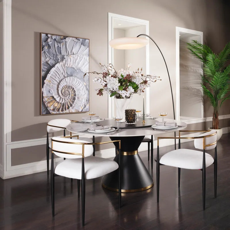 Luxury Round Dining Table White/Black – Ø150 cm - 8 People