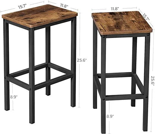 Vintage Style Rustic Brown Bar Stools - Set of 2-GCC Home Center