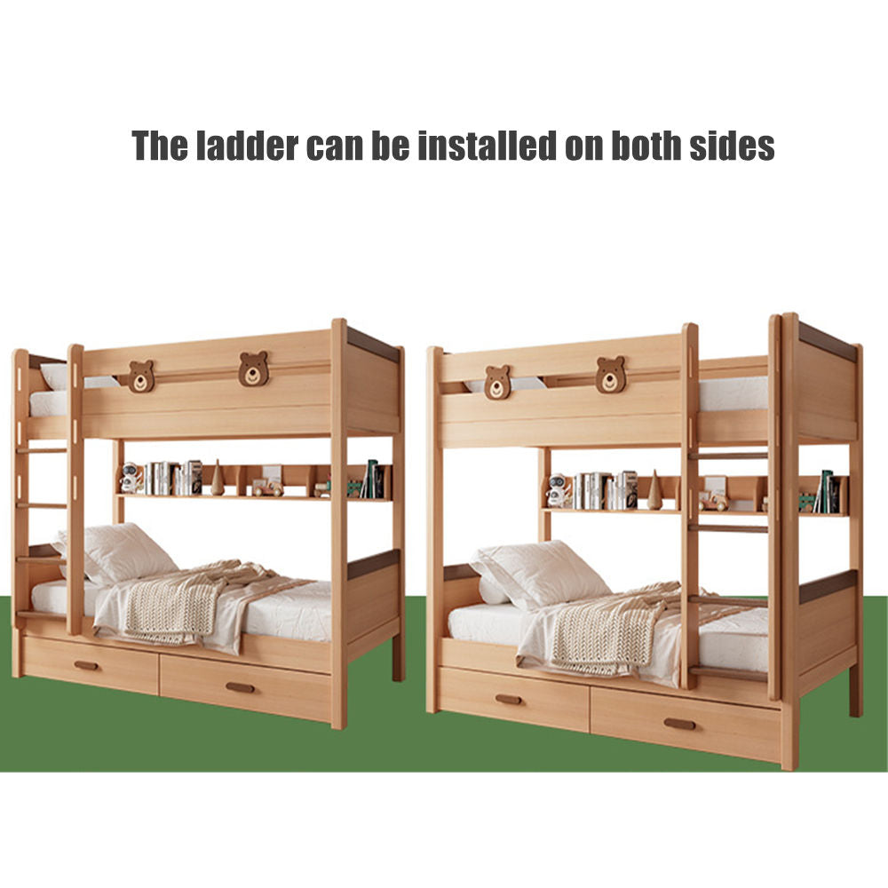 COOLBABY ZLJ1115 Children's Solid Wood Bed Double Bed Stairs Ladder Bunk Bed-GCC Home Center