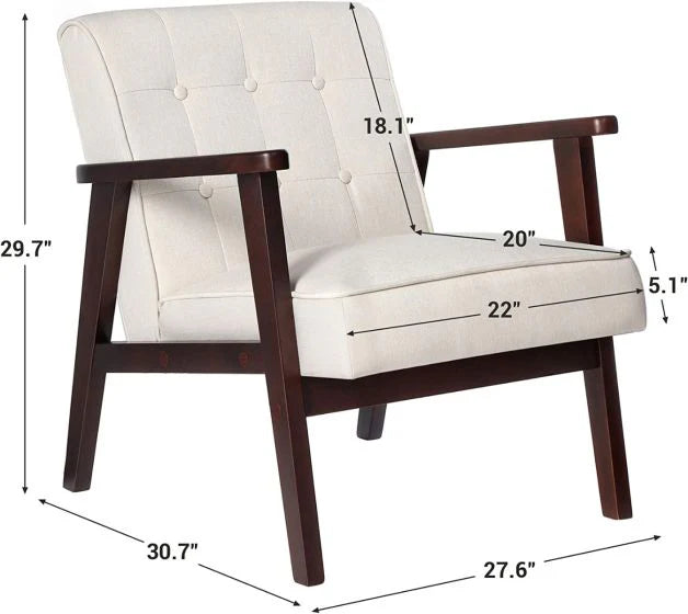 Beige Stylish Lounge Wooden Sofa Chair for Home, Living Room, Dining Room, Lounge, Restaurant (51x56x75cm)-GCC Home Center