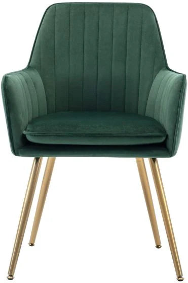Velvet Dining Chair with Golden Metal Legs-GCC Home Center