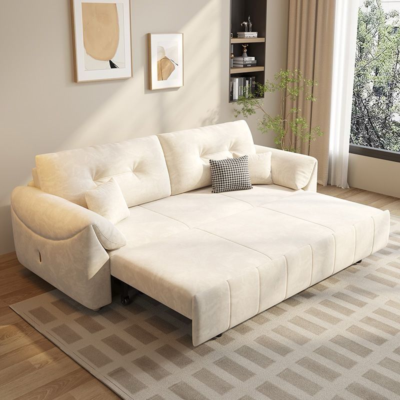 Modern Velvet Sofa Bed Convertible Pull-Out Couch with Storage Armrests | 3-in-1 Retractable Sleeper Sofa for Living Room & Guest Room