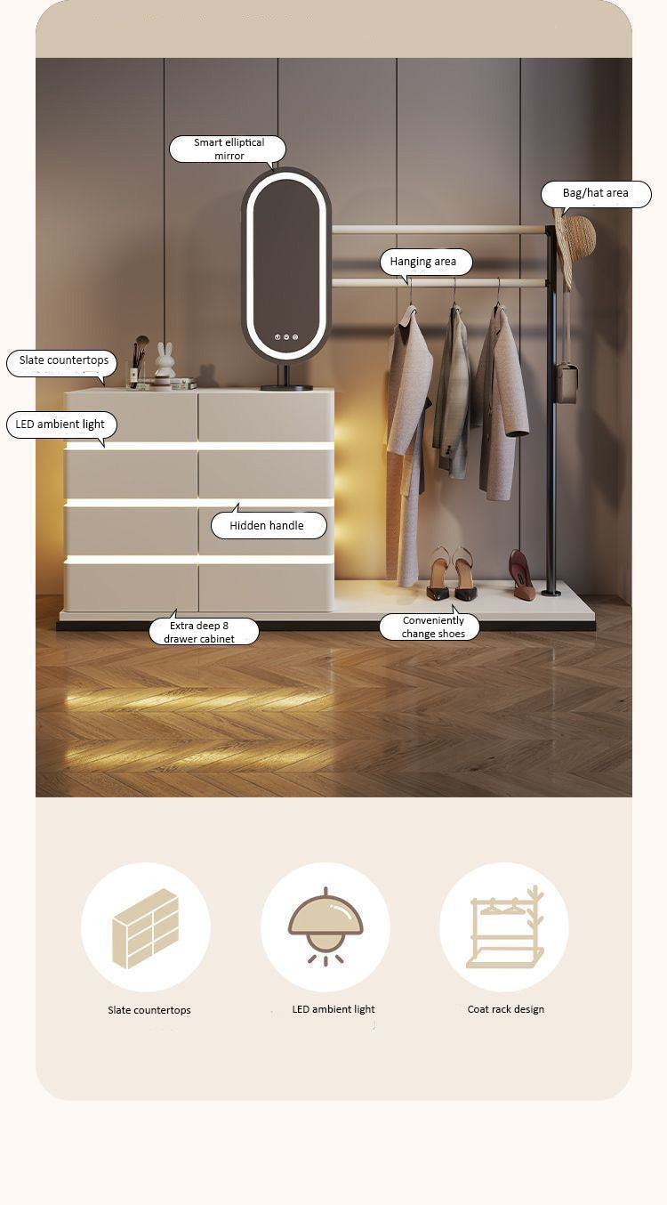 Modern Multi-Functional Dressing Table Chest Drawers, Clothes Hanger and Mirror-GCC Home Center
