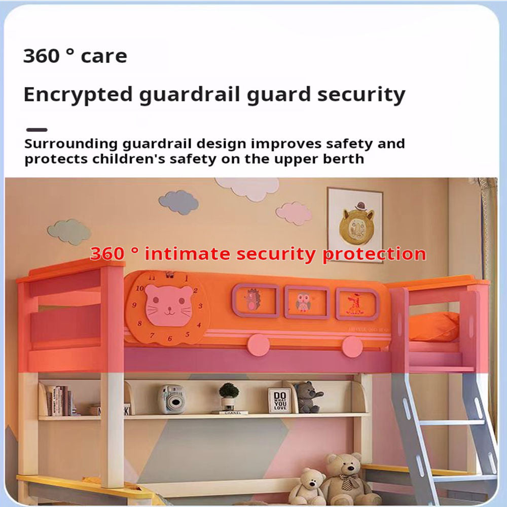 COOLBABY ZLJ1116 Children's Solid Wood Bunk Bed With Stairs Ladder Bed And Double Drawers-GCC Home Center