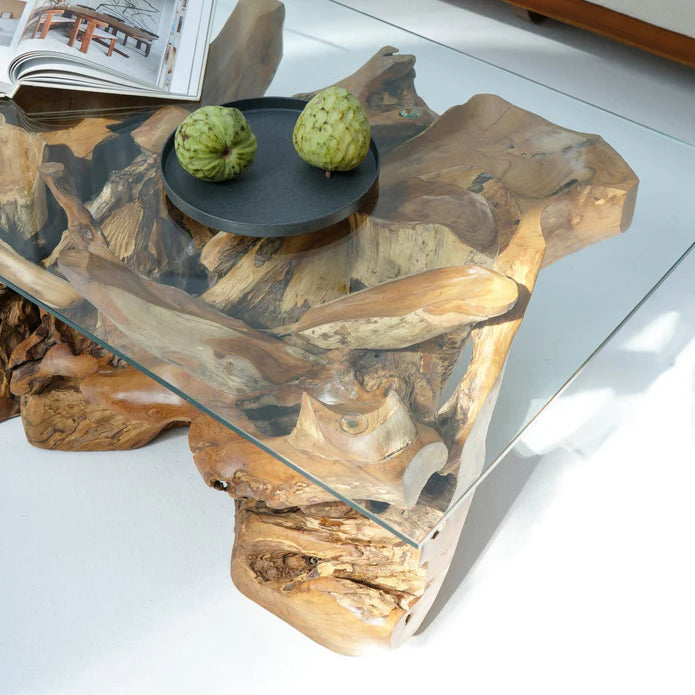Luxury Teak Root Coffee Table, Naturally Unique Design