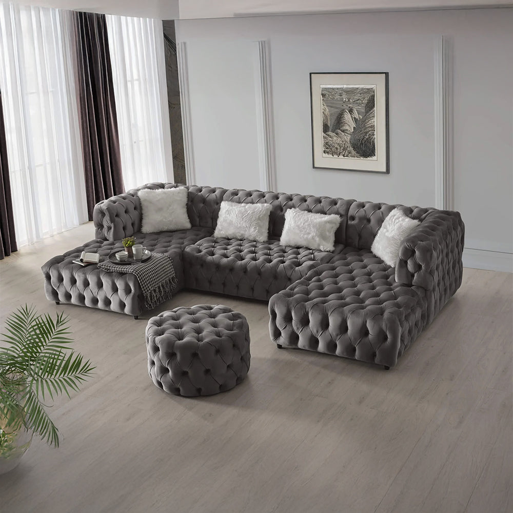 Luxury Velvet U-Shape Sectional Sofa-GCC Home Center