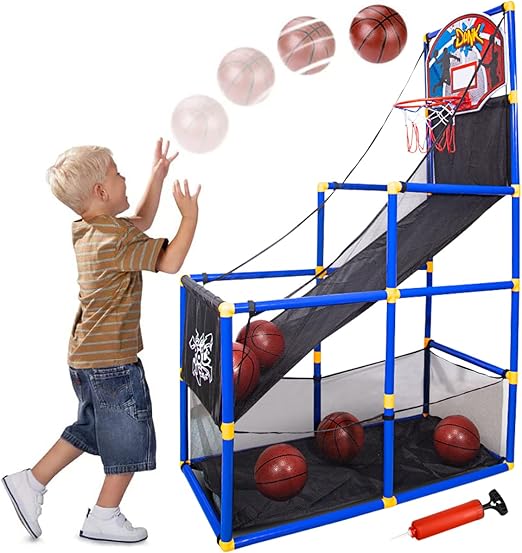 Basketball Hoop Arcade Game Toy Basketball Hoop Shoot Training System Portable Lightweight Sets with 6 Balls & Pump-GCC Home Center