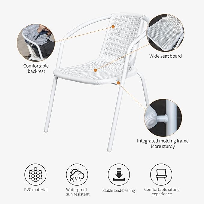 Garden Dining Set 3 Piece (2 Chair and 1 Table) Outdoor Furniture Patio Dining Table and Chair Balcony Dinner Table Dinner Chair Poly Rattan - Grey-GCC Home Center