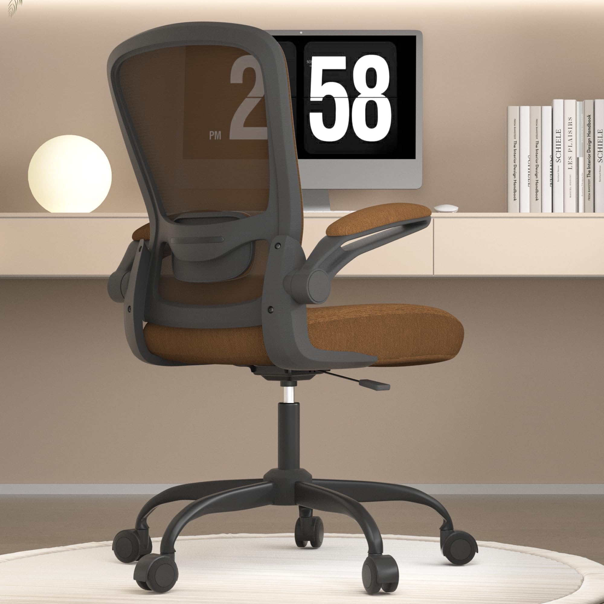Ergonomic Office Chair - BIFMA Certified High Back Mesh Desk Chair with Adjustable Lumbar Support & Flip-Up Armrests for Home Office (Modern, All Black)
