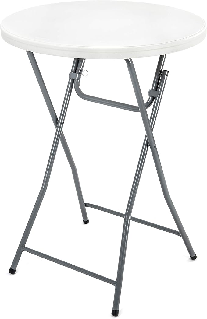 32" Round Cocktail Table: Plastic High-Top, Bar Height with Locking Steel Frame - Perfect for Indoor/Outdoor-GCC Home Center