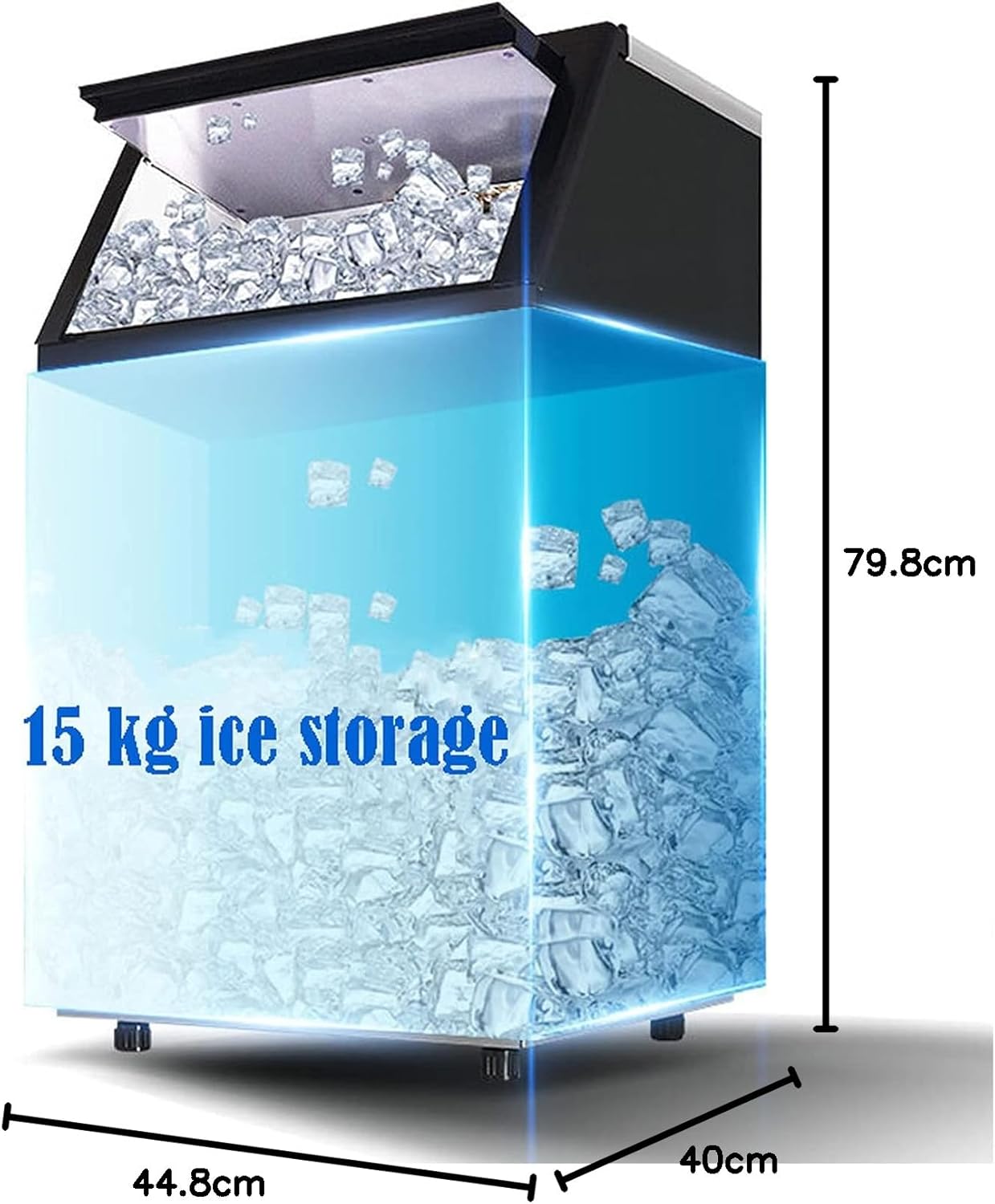 COOLBABY Ice Maker Commercial Machine Self Clean, 44 Cubes per Batch in 11-18 Minutes 100KG/24H,15KG Storage Bin, Advanced LCD Panel w/Clear Indicators, Freestanding for Restaurant/Home/Food Truck Use