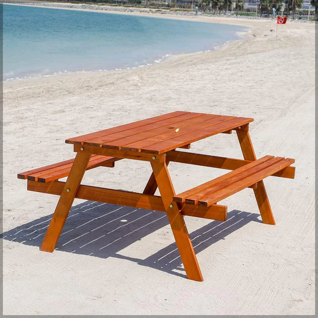 Elegant Wooden Bench With Umbrella Hole-GCC Home Center