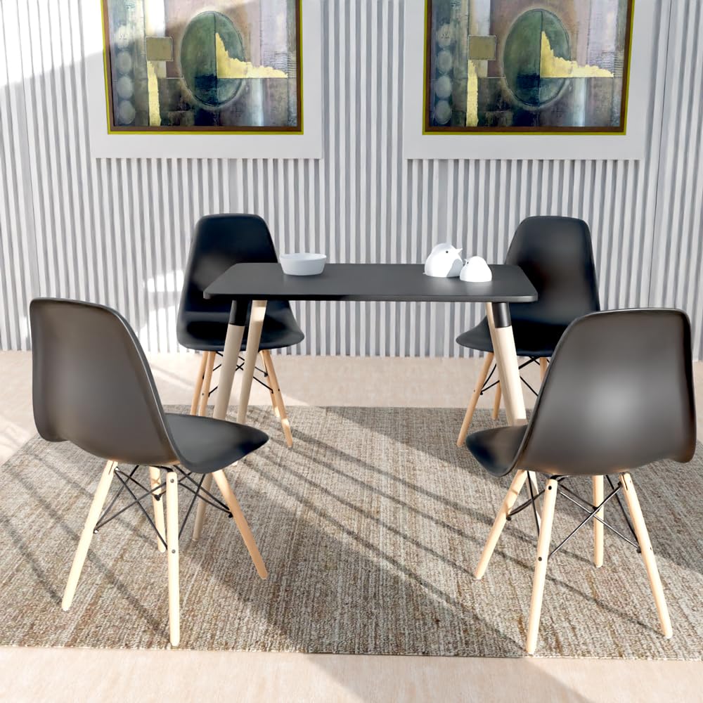 Mahmayi TJ HYT08 60DIA Round Pantry Table - Quad Leg base - Versatile for Home Office, Bistro, Balcony, Lawn, and Breakfast Nook - Fits Any Urban Decor Theme, Sturdy & Easy to Clean- Black(60cm)