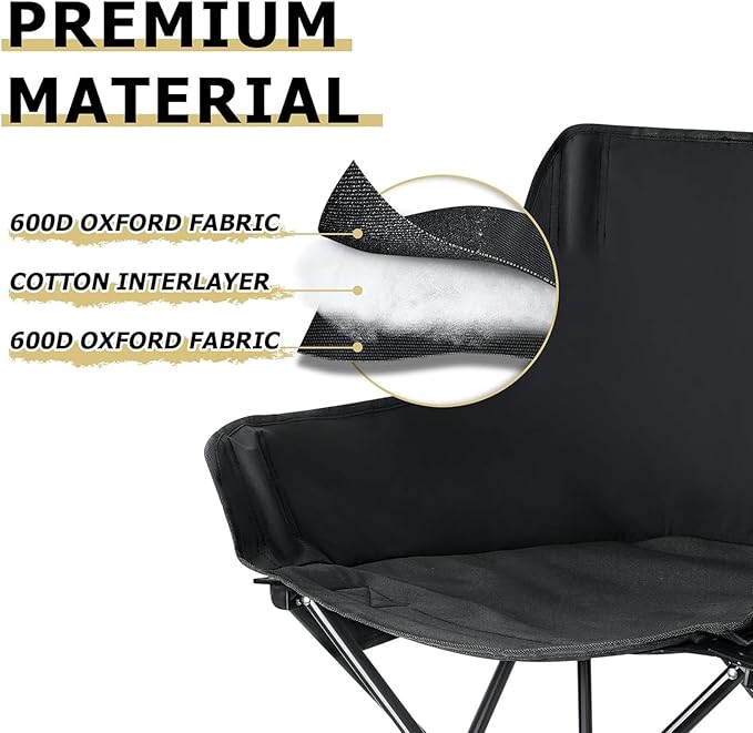 Camping Folding Chair, Heavy Duty Foldable Beach Chair with Cup Holder and Carrying Bag, Portable Camping Chair-GCC Home Center