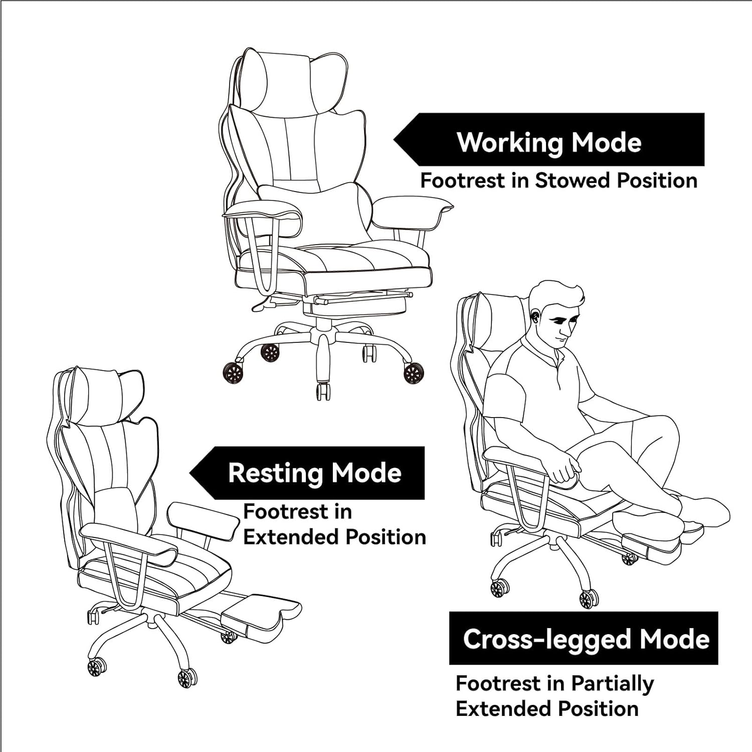 Efomao Big and Tall Office Chair 400lbs – PU Leather Executive Desk Chair with Lumbar Support & Leg Rest, Heavy-Duty Computer Chairs for Home Office, Green