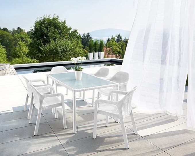 160 x 90 cm Dining Table - Rattan Look White-GCC Home Center