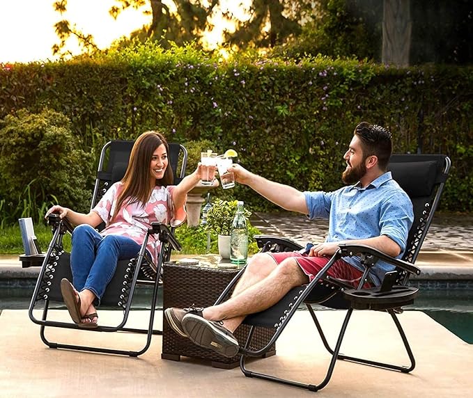 Outdoor Lounges Chair Foldable Camping Chair, Zero Gravity Adjustable Beach Chair and Garden Chair-GCC Home Center